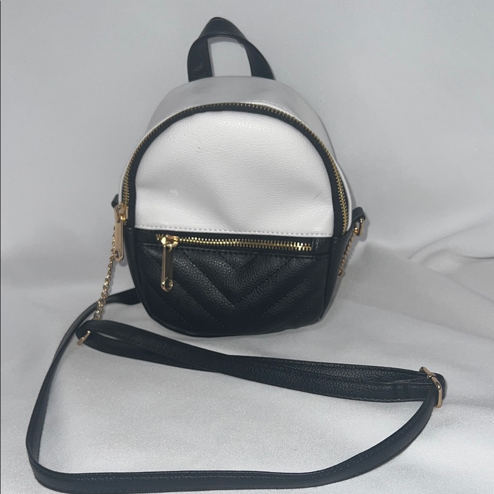 Claire's Black and White Women's Mini  two tone Backpack